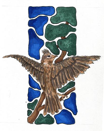 Markers painting of a small Brown bird.